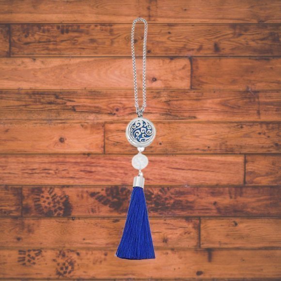 One Stainless Steel Car Essential Oil Blue Swirls - Picture 1 of 2
